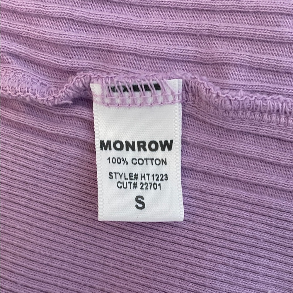 Monrow Lilac Ribbed Cross-Neck Halter Top - Picture 6 of 6